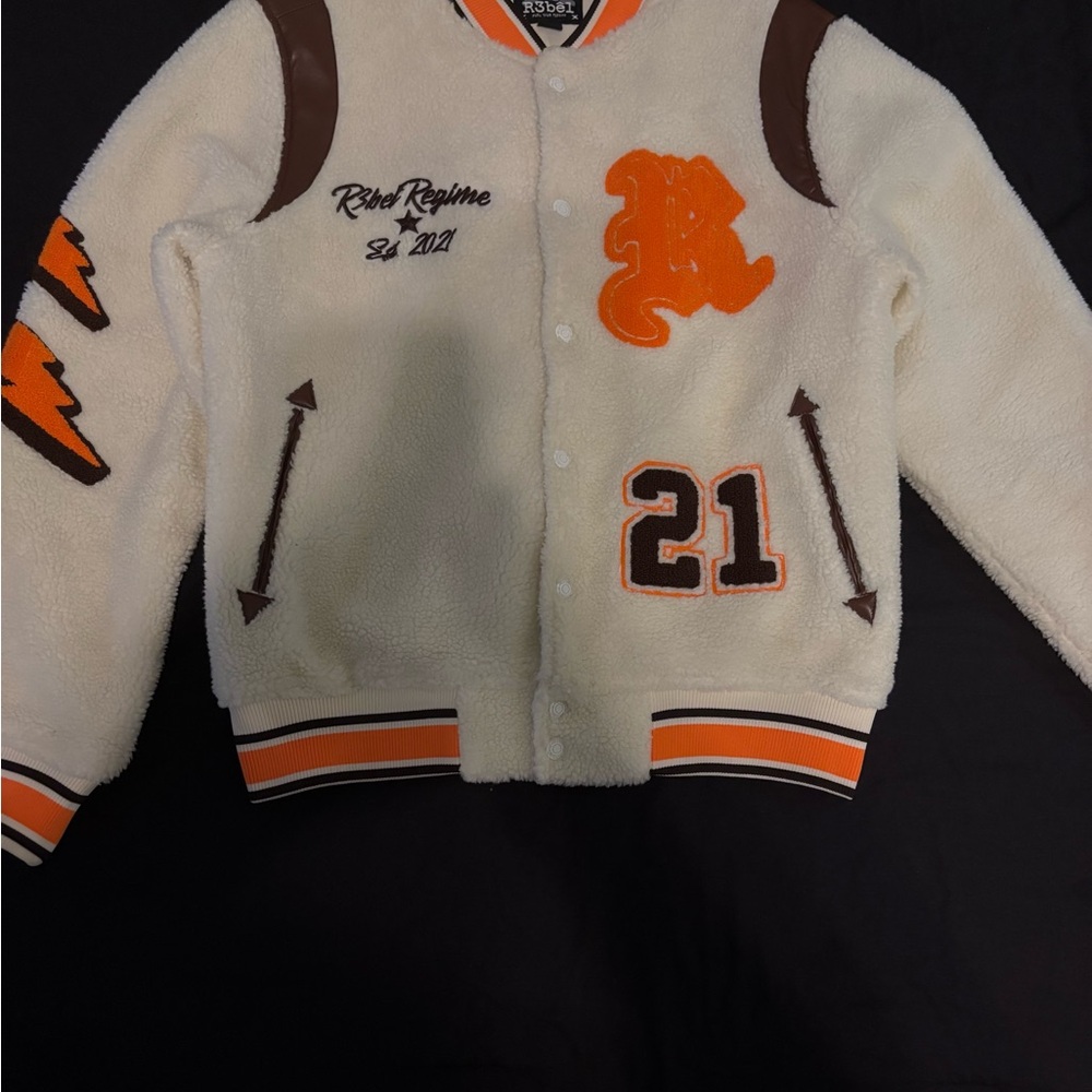 Men’s Varsity Jacket with Orange Accents
